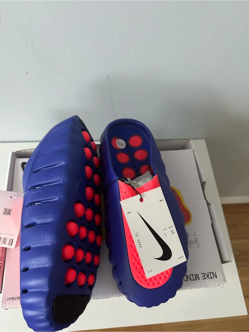 Nike Kids Slip-On Clogs in Blue with Pink Accents